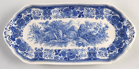 Burgenland Blue (Brown Backstamp) Large Sandwich Tray