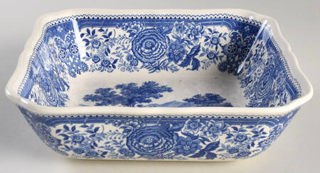 Burgenland Blue (Brown Backstamp) 8" Square Vegetable Bowl