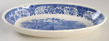 Burgenland Blue (Brown Backstamp) 11" Oval Vegetable Bowl