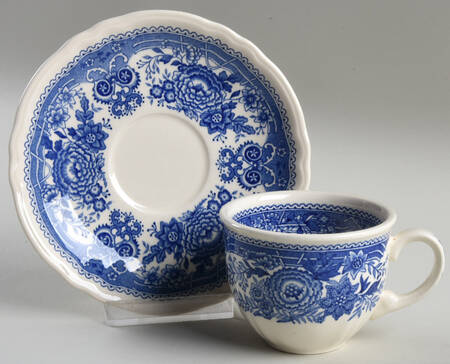 Burgenland Blue (Brown Backstamp) Demitasse Cup & Saucer Set