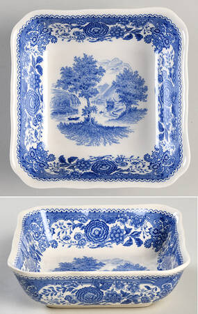 Burgenland Blue (Brown Backstamp) 6" Square Vegetable Bowl