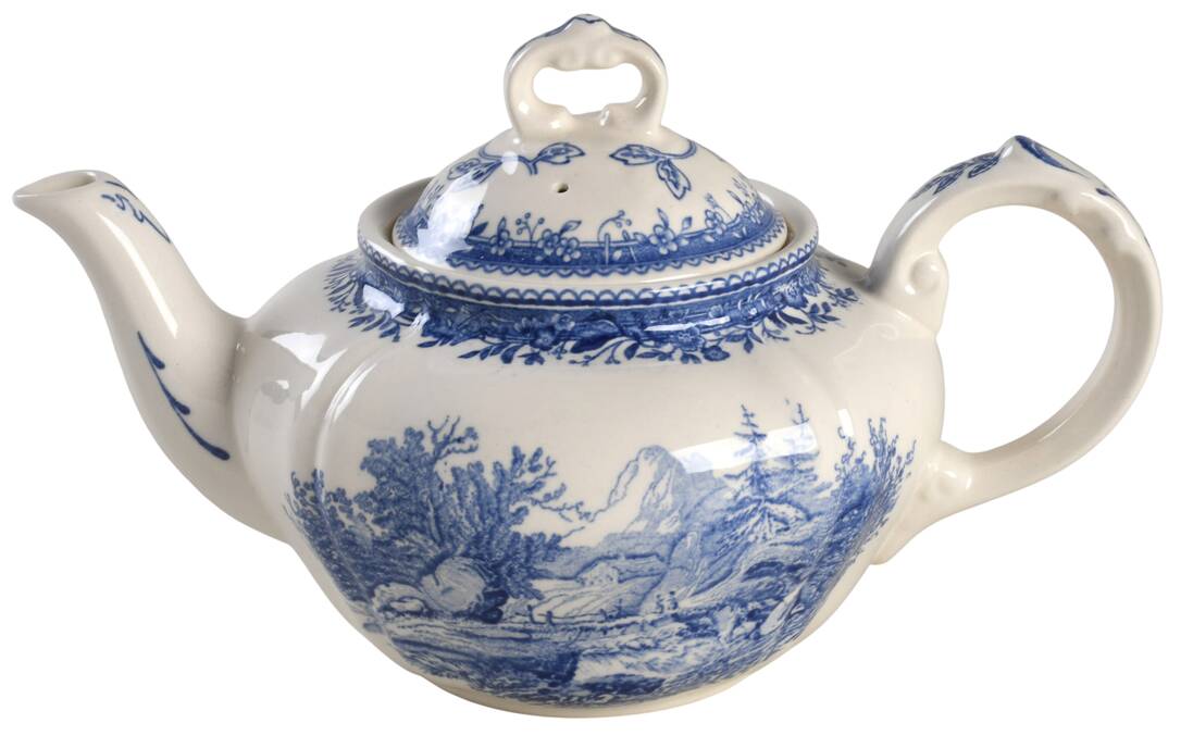 Burgenland Blue (Brown Backstamp) Small Teapot & Lid
