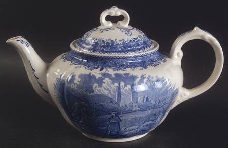 Burgenland Blue (Brown Backstamp) Teapot & Lid