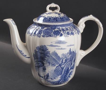 Burgenland Blue (Brown Backstamp) Coffee Pot & Lid