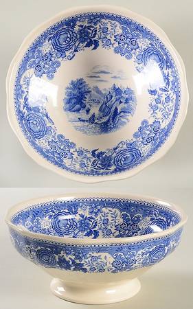 Burgenland Blue (Brown Backstamp) 7" Round Vegetable Bowl