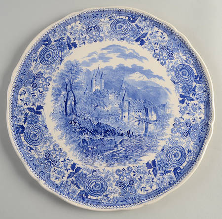 Burgenland Blue (Green Blue, Black Backstamp) Cake Plate