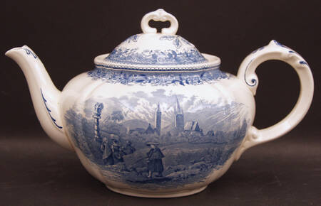 Burgenland Blue (Green Blue, Black Backstamp) Teapot & Lid