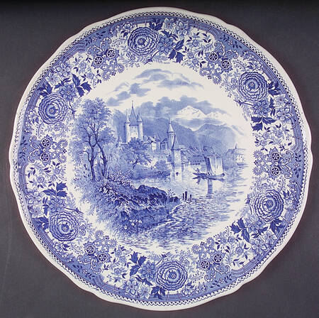 Burgenland Blue (Green Blue, Black Backstamp) Round Torte Plate