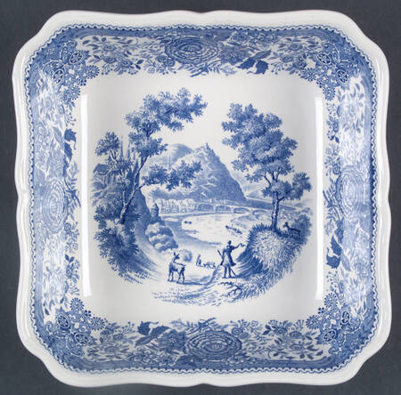Burgenland Blue (Green Blue, Black Backstamp) 8" Square Vegetable Bowl