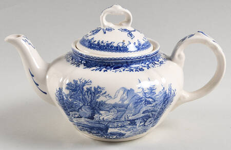 Burgenland Blue (Green Blue, Black Backstamp) Small Teapot & Lid