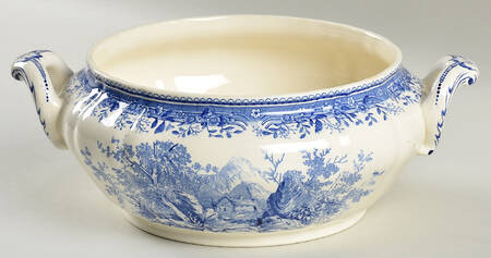 Burgenland Blue (Green Blue, Black Backstamp) Large Round Vegetable No Lid