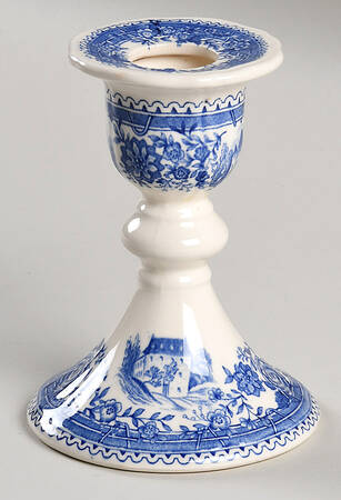 Burgenland Blue (Green Blue, Black Backstamp) Single Light Candlestick