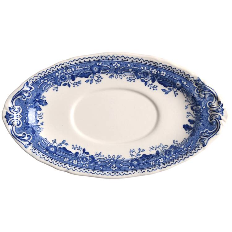 Burgenland Blue (Green Blue, Black Backstamp) Individual Gravy Boat No Underplate