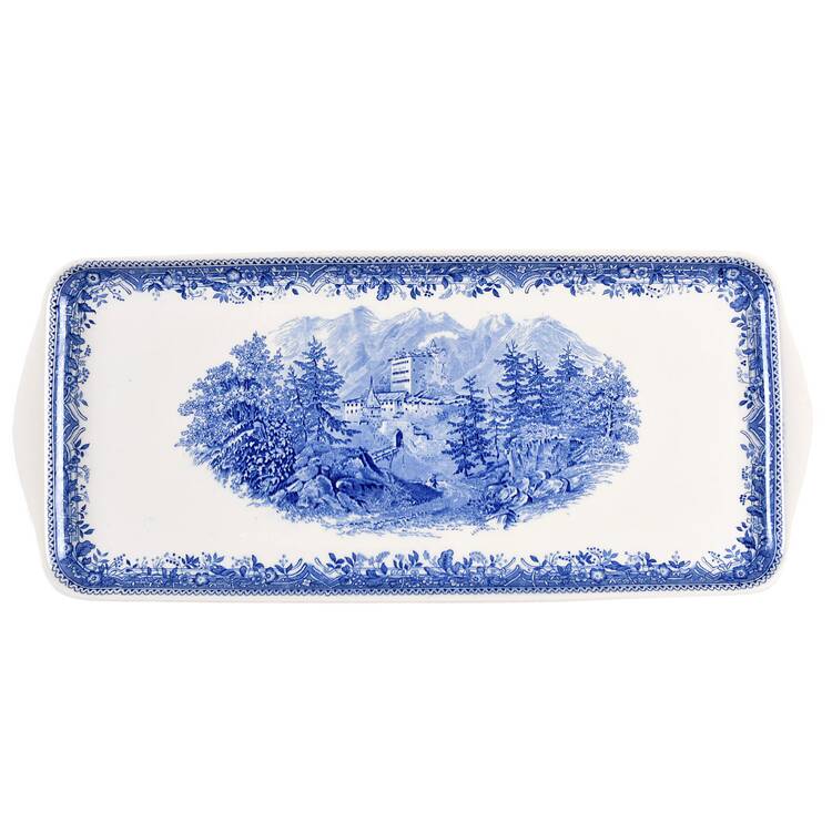 Burgenland Blue (Green Blue, Black Backstamp) 15" Sandwich Tray