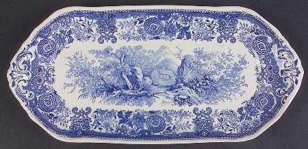 Burgenland Blue (Green Blue, Black Backstamp) Large Sandwich Tray