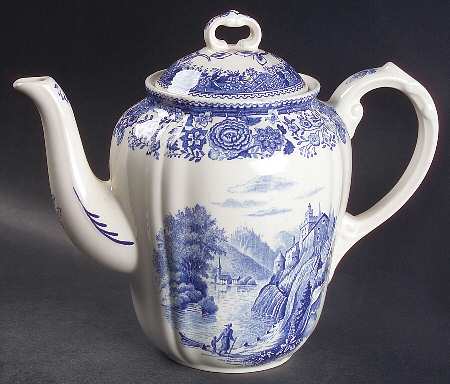 Burgenland Blue (Green Blue, Black Backstamp) Coffee Pot & Lid