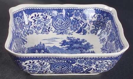 Burgenland Blue (Green Blue, Black Backstamp) 7" Square Vegetable Bowl