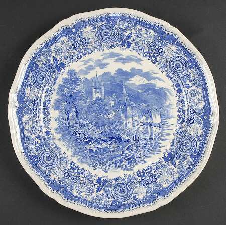 Burgenland Blue (Green Blue, Black Backstamp) 12" Chop Plate (Round Platter)