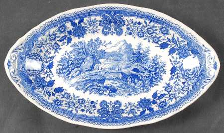 Burgenland Blue (Green Blue, Black Backstamp) Pickle Dish