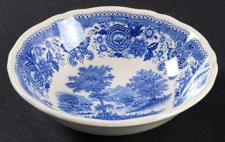 Burgenland Blue (Green Blue, Black Backstamp) Soup/Cereal Bowl