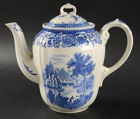 Burgenland Blue (Green Blue, Black Backstamp) Coffee Pot & Lid by Villeroy & Boch