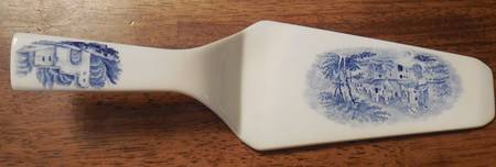 Burgenland Blue (Green Blue, Black Backstamp) Solid Ceramic Pie/Cake Server