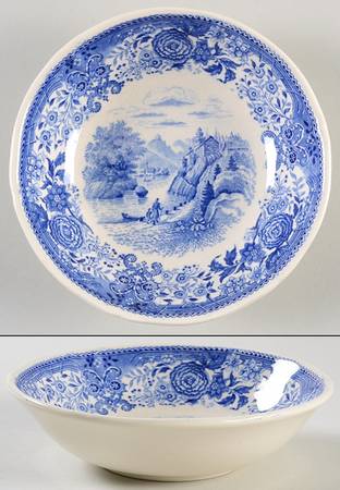 Burgenland Blue (Green Blue, Black Backstamp) Soup/Cereal Bowl