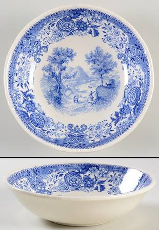Burgenland Blue (Green Blue, Black Backstamp) Soup/Cereal Bowl