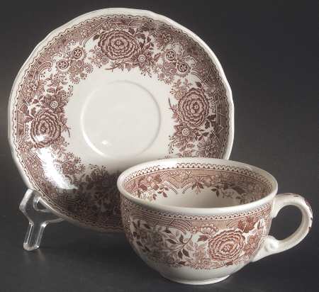Burgenland Brown Flat Cup & Saucer Set