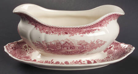 Burgenland Maroon Gravy Boat with Attached Underplate