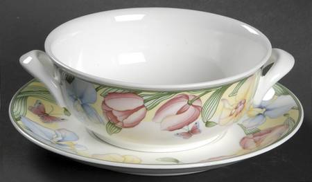 Canari Flat Cream Soup Bowl & Saucer Set