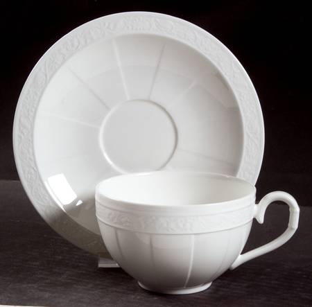 Cameo White (Weiss) Breakfast Cup & Cream Soup Saucer Set