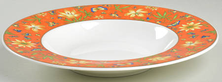 Celine Orange Large Rim Soup Bowl
