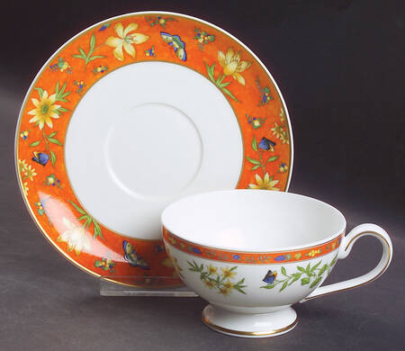 Celine Orange Footed Cup & Saucer Set