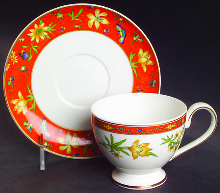 Celine Orange Footed Cup & Saucer Set
