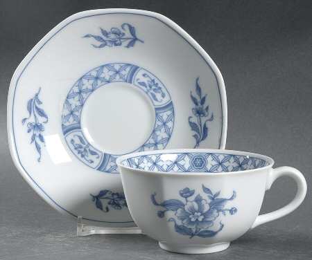 China Blue Flat Cup & Saucer Set