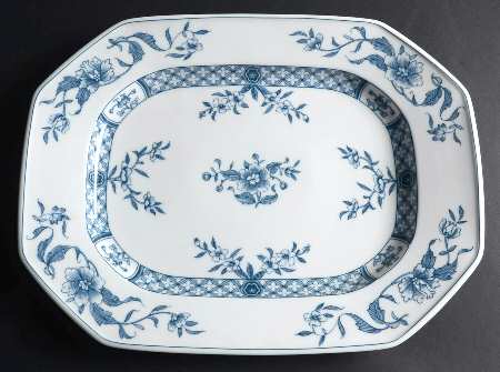 China Blue 14" Oval Serving Platter