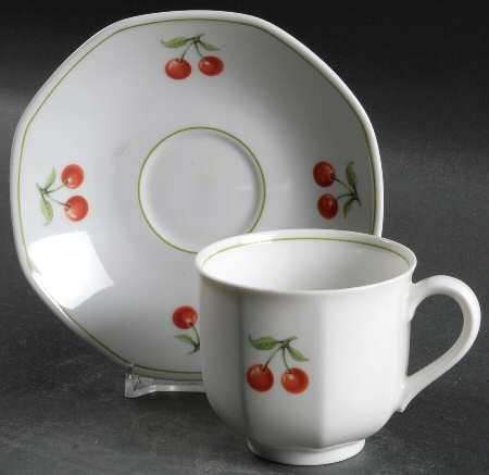 Cherry Flat Cup & Saucer Set