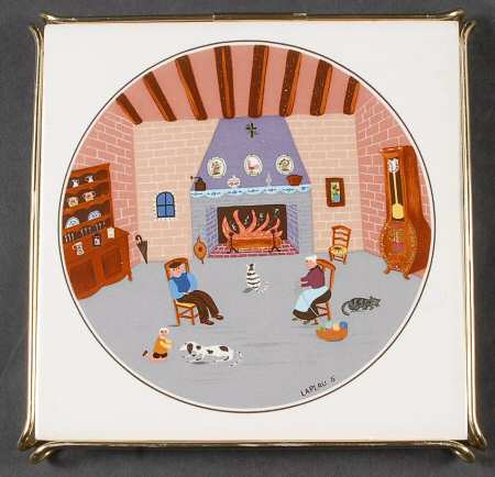 Design Naif Square Tea Tile with Metal Frame