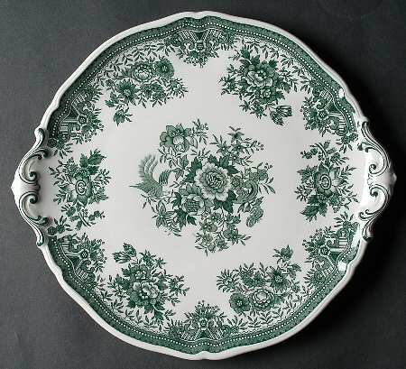 Fasan Green Handled Cake Plate