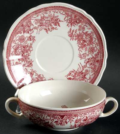 Fasan Red Footed Cream Soup Bowl & Saucer Set