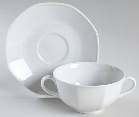 Facette White Flat Cream Soup Bowl & Saucer Set by Villeroy & Boch