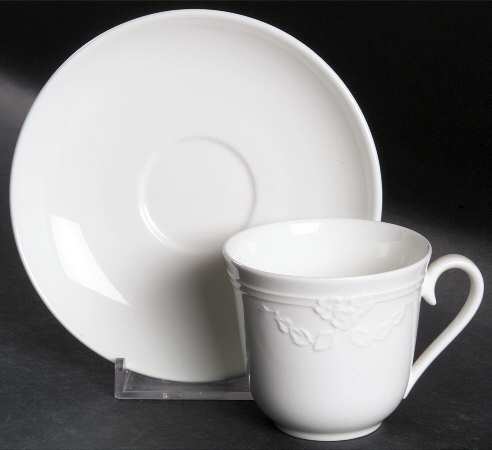 Fiori Weiss Flat Demitasse Cup & Saucer Set