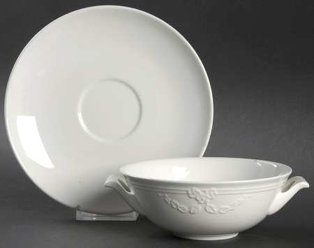 Fiori Weiss Footed Cream Soup Bowl & Saucer Set