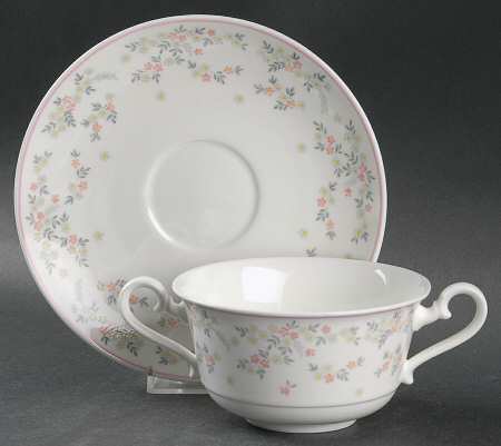 Fleurosa Flat Cream Soup Bowl & Saucer Set