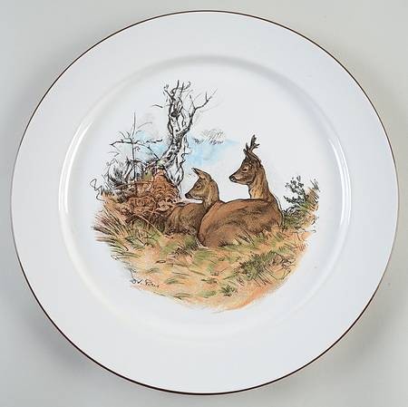 Fontainebleau (No Border, Brown Trim) 12" Chop Plate (Round Platter)