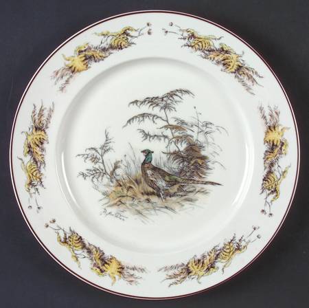 Fontainebleau (No Border, Brown Trim) Dinner Plate