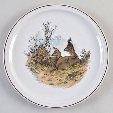 Fontainebleau (No Border, Brown Trim) Luncheon Plate