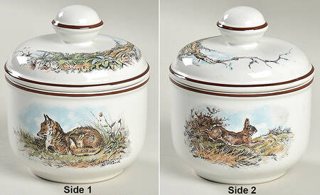 Fontainebleau (No Border, Brown Trim) Sugar Bowl & Lid