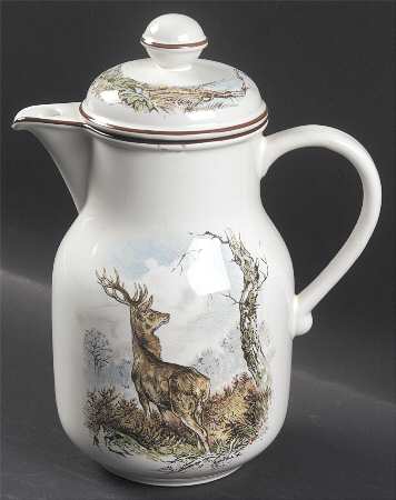 Fontainebleau (No Border, Brown Trim) Coffee Pot & Lid
